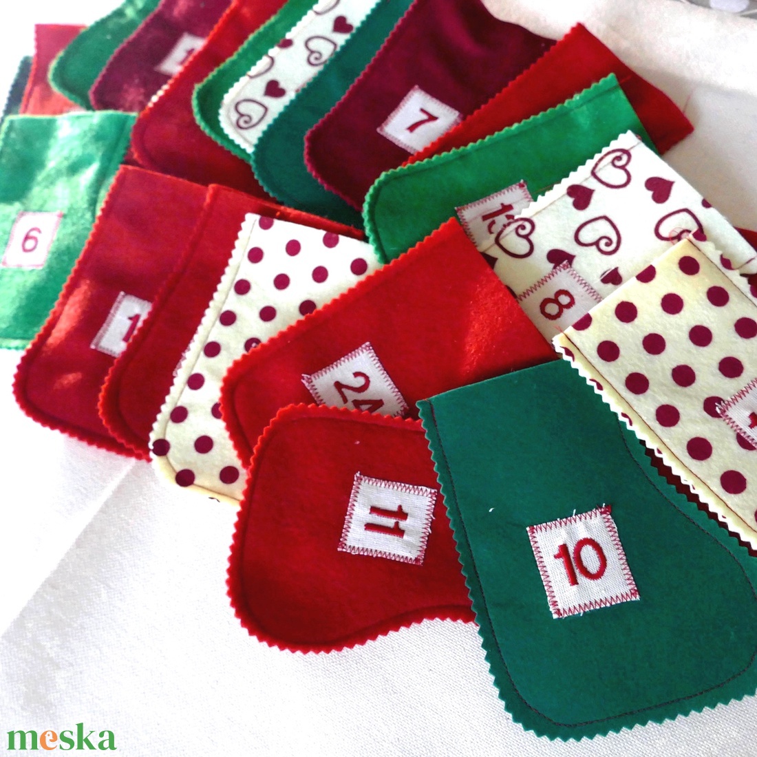 Adventi naptár  csizmácskák - karácsony - adventi díszek - adventi naptár - Meska.hu
