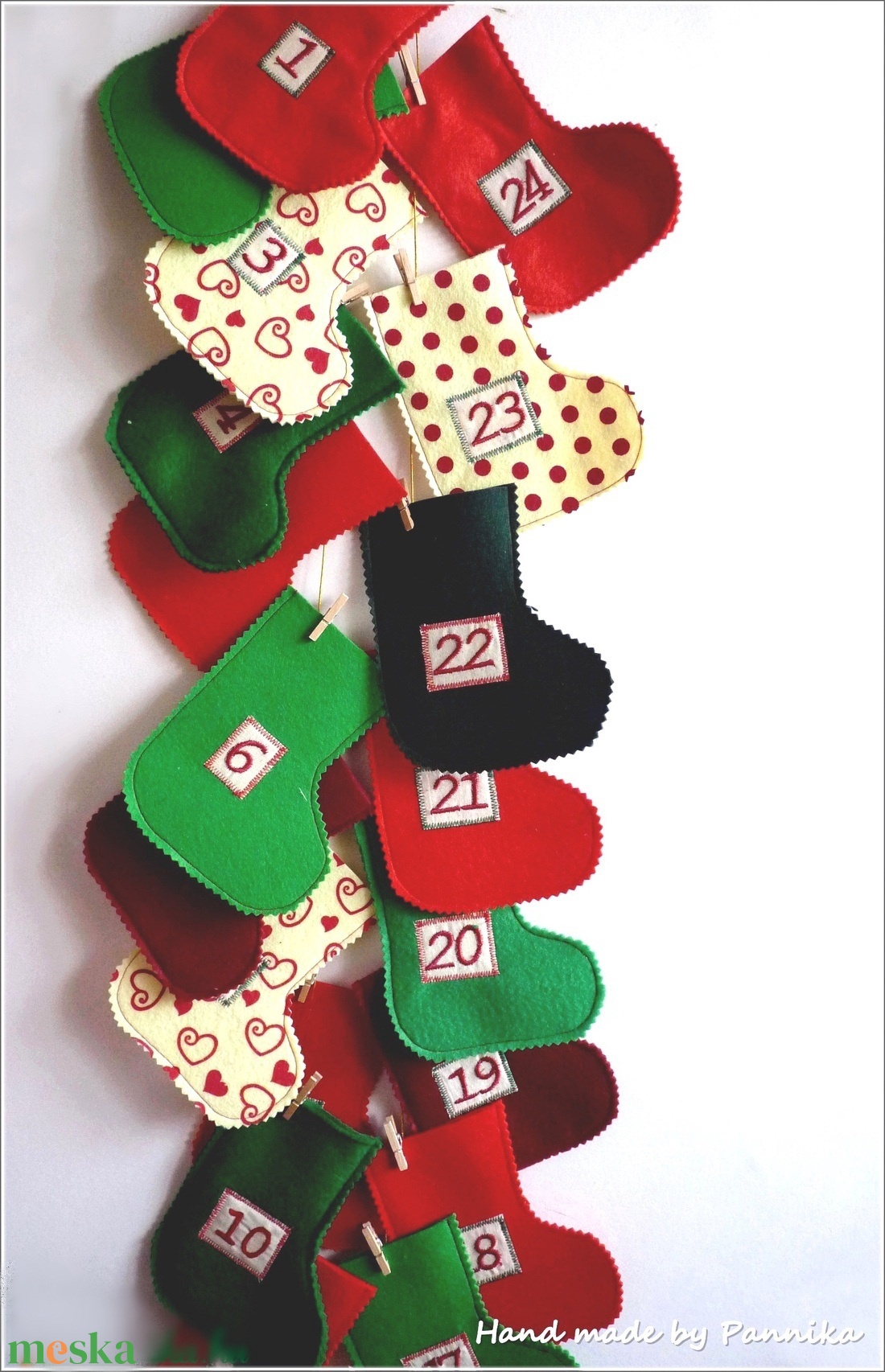 Adventi naptár  csizmácskák - karácsony - adventi díszek - adventi naptár - Meska.hu