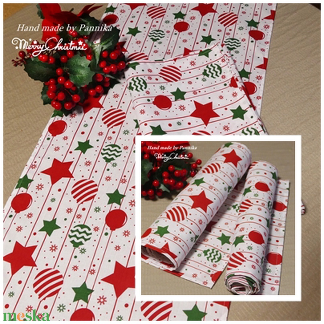 Karácsonyi asztalterítő, asztali futó ( KÉT DARAB ELÉRHETŐ ! ) - karácsony - karácsonyi lakásdekoráció - ünnepi asztaldekoráció - Meska.hu