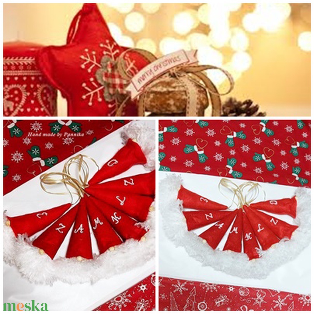 Mikulás fejecskék monogramm hímzéssel AZ ÁR 1db-ra vonatkozik / egyedi ajándék, fenyődísz vagy akár ajándékkísérő - karácsony - karácsonyi lakásdekoráció - karácsonyfadíszek - Meska.hu