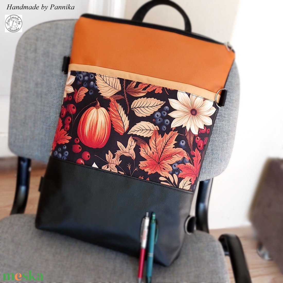 3az1-ben: Hátizsák, válltáska, oldaltáska Gyönyörű betéttel, amelybe LAPTOP is belefér - táska & tok - hátizsák - hátizsák - Meska.hu