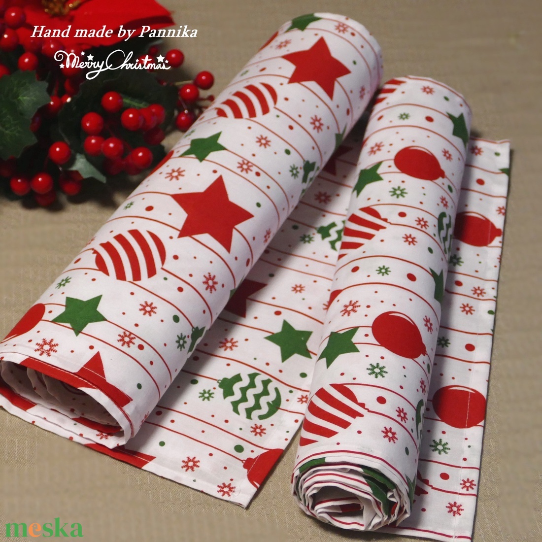 Karácsonyi asztalterítő, asztali futó ( KÉT DARAB ELÉRHETŐ ! ) - karácsony - karácsonyi lakásdekoráció - ünnepi asztaldekoráció - Meska.hu