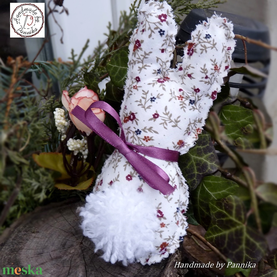 Húsvéti textil nyuszi, pom-pom farokkal  - otthon & életmód - dekoráció - dísztárgy - Meska.hu