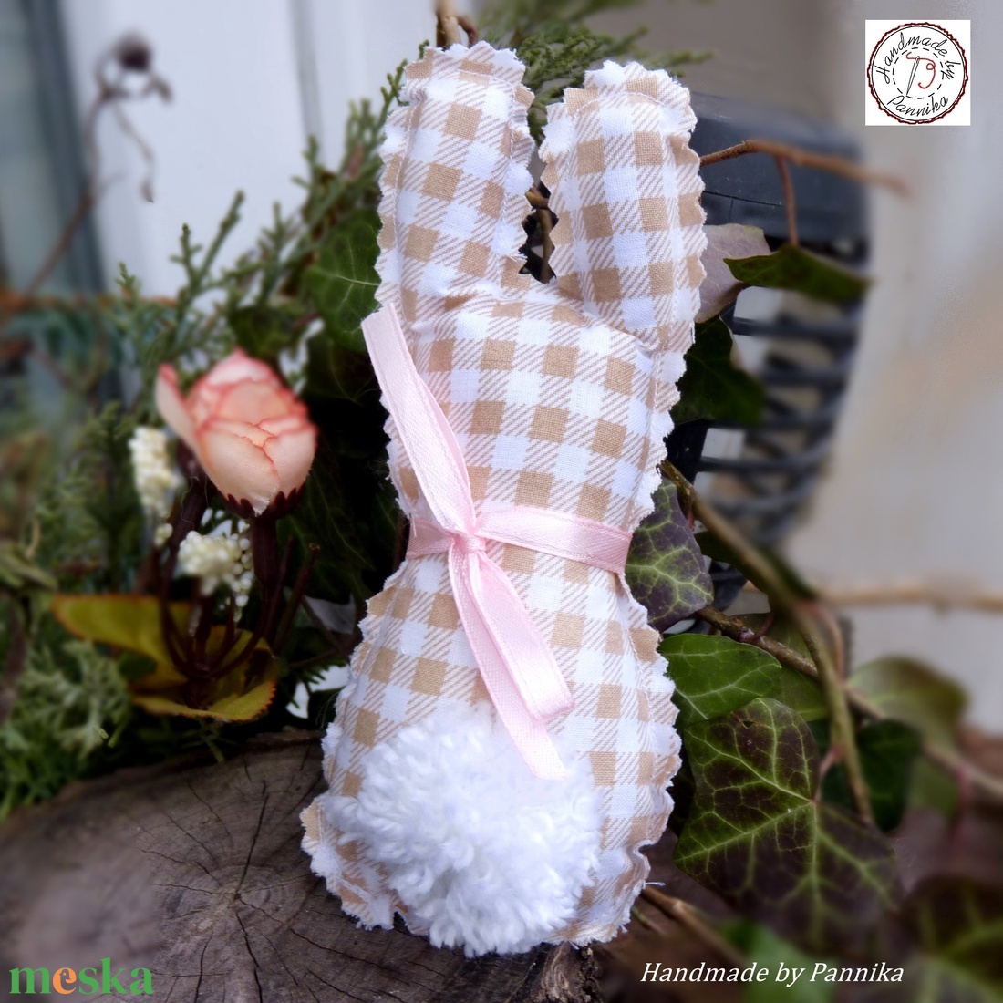 Húsvéti textil nyuszi, pom-pom farokkal  - otthon & életmód - dekoráció - dísztárgy - Meska.hu