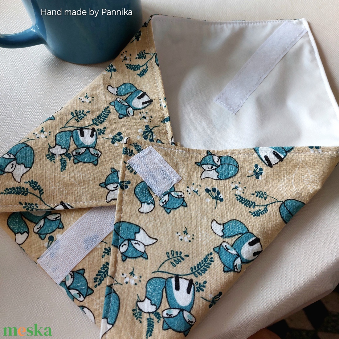 Öko szendvics-csomagolás (Rókás vízálló textilszalvéta) - táska & tok - uzsonna- & ebéd tartó - szendvics csomagoló - Meska.hu