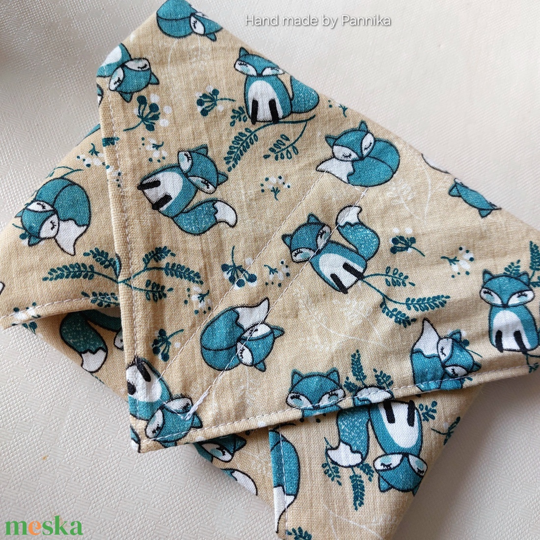 Öko szendvics-csomagolás (Rókás vízálló textilszalvéta) - táska & tok - uzsonna- & ebéd tartó - szendvics csomagoló - Meska.hu