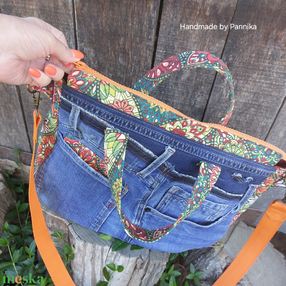 Farmer táska mandalás betétekkel - táska & tok - kézitáska & válltáska - kézitáska - Meska.hu
