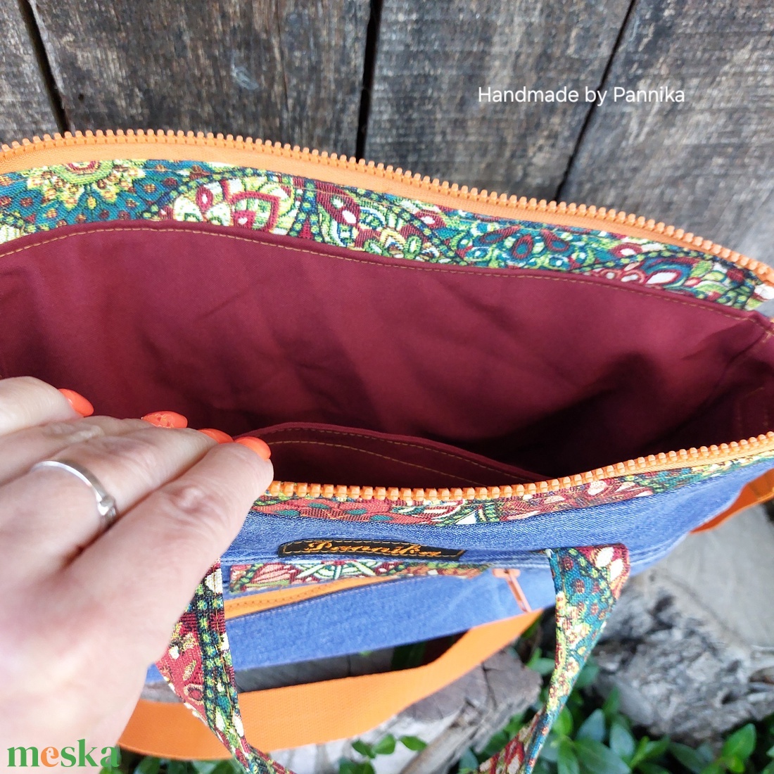 Farmer táska mandalás betétekkel - táska & tok - kézitáska & válltáska - kézitáska - Meska.hu