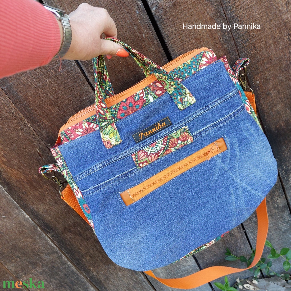 Farmer táska mandalás betétekkel - táska & tok - kézitáska & válltáska - kézitáska - Meska.hu