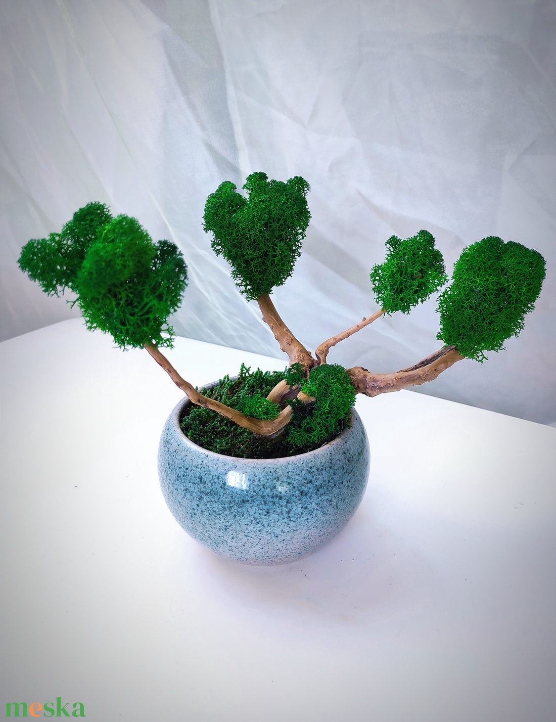 Tartósított bonsai fa izlandi zuzmóval és stabilizált mohával - otthon & életmód - dekoráció - asztal és polc dekoráció - zuzmódekoráció, mohadekoráció - Meska.hu