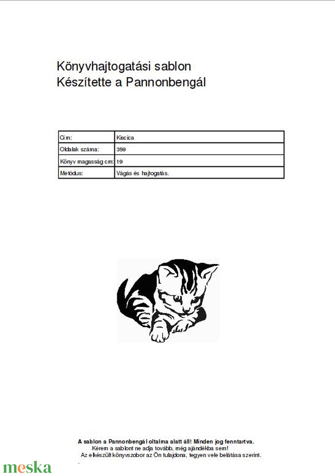 Kiscica. Könyvhajtogatási sablon. - kellékek & szerszámok - szerszámok, eszközök - sablonok - Meska.hu Kiscica. Könyvhajtogatási sablon. - kellékek & szerszámok - szerszámok, eszközök - sablonok - Meska.hu