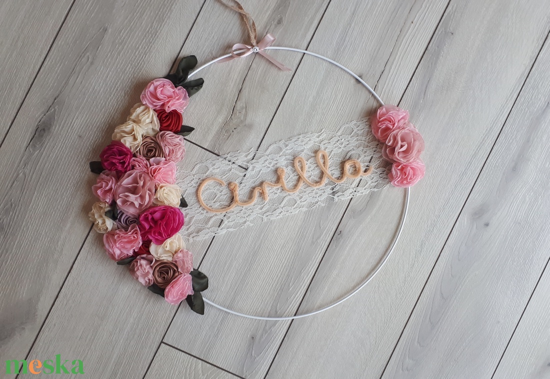 Egyedi névdekor, névtábla, kopogtató csipkével gyerekszoba és babaszoba dekoráció - otthon & életmód - dekoráció - Meska.hu