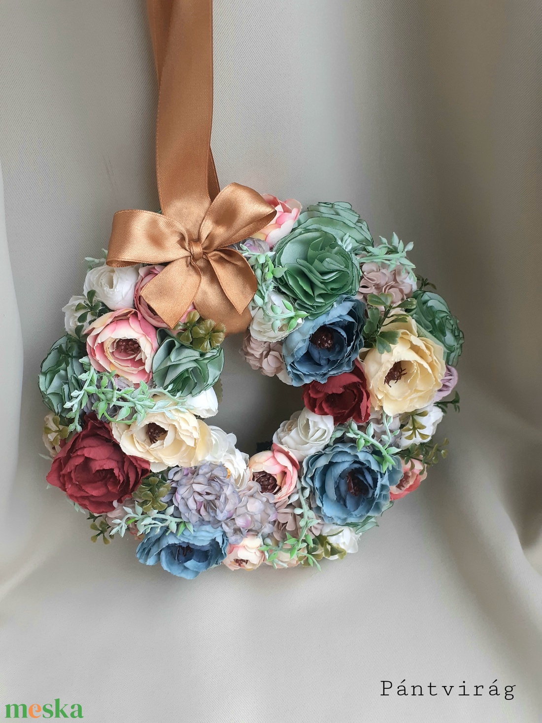 Vegyes virágokból kopogtató, 25-26cm - otthon & életmód - dekoráció - ajtó- és ablak dekoráció - ajtódísz & kopogtató - Meska.hu