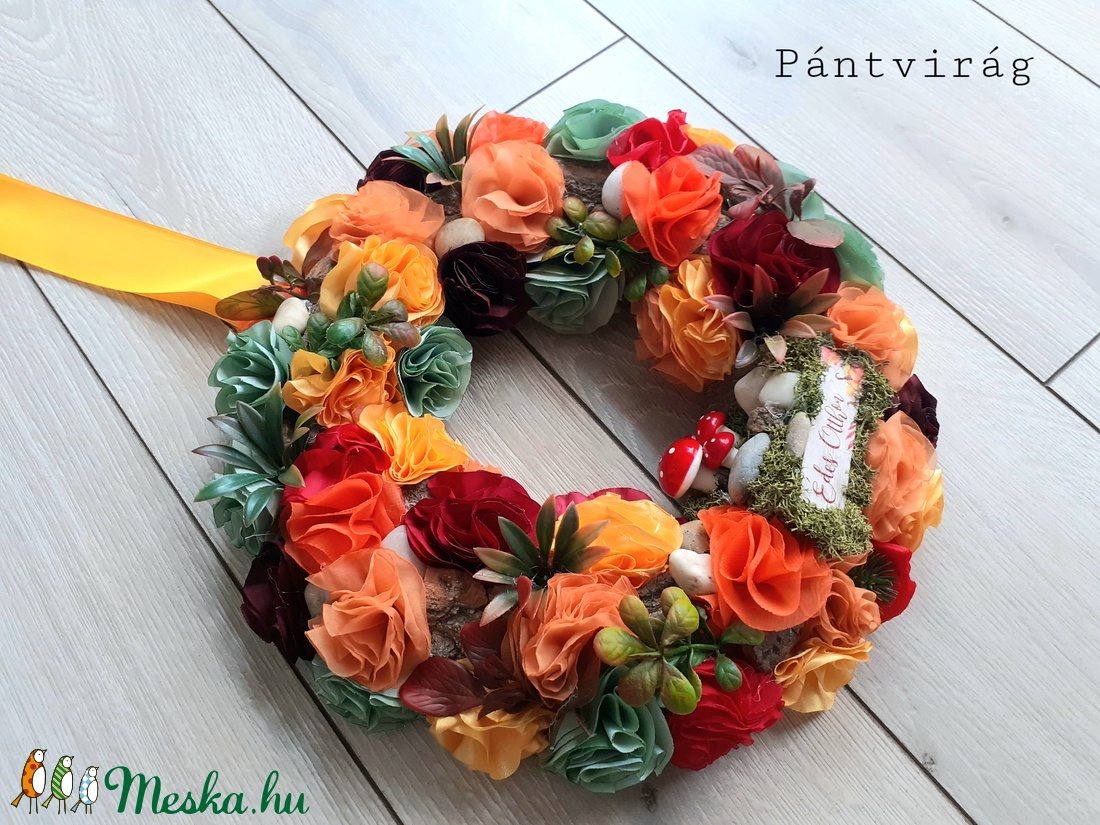 Kis gombacsalád kopogtató, ajtódísz, koszorú, NAGY, 29cm - otthon & életmód - dekoráció - Meska.hu