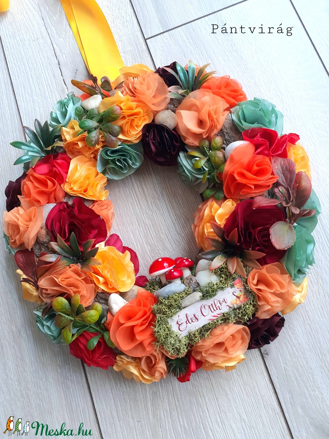 Kis gombacsalád kopogtató, ajtódísz, koszorú, NAGY, 29cm - otthon & életmód - dekoráció - Meska.hu