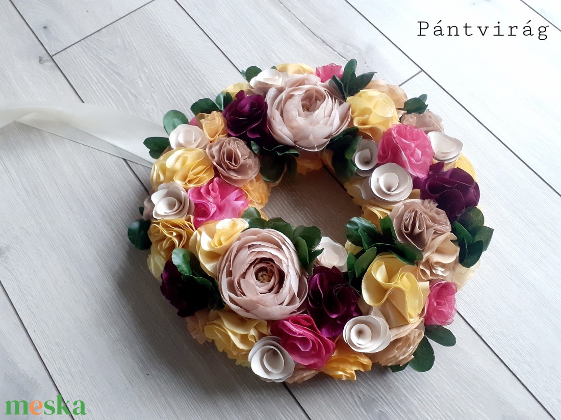 Tavaszi mályva és púder kopogtató/ajtódísz - otthon & életmód - dekoráció - Meska.hu