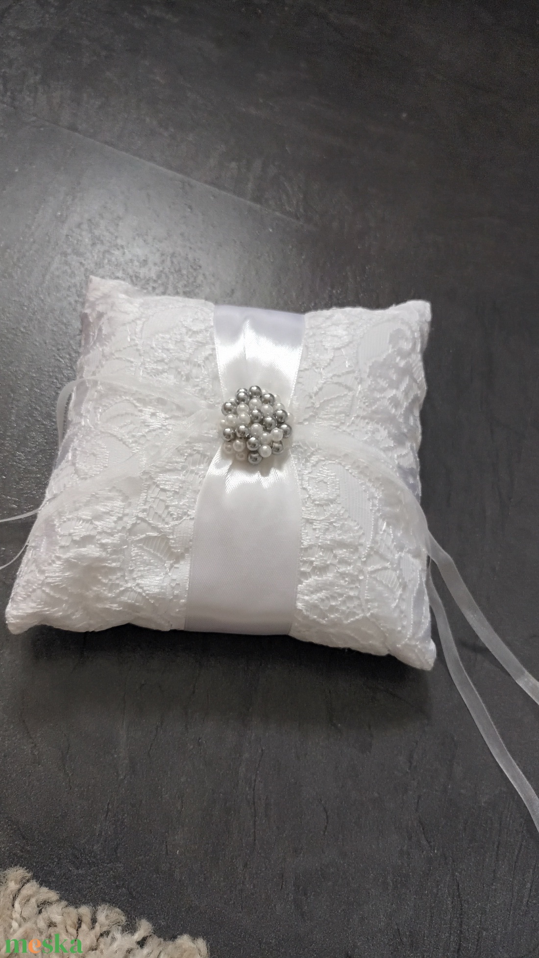 Gyöngyös gyűrűpárna - esküvő - kiegészítők - gyűrűtartó & gyűrűpárna - Meska.hu