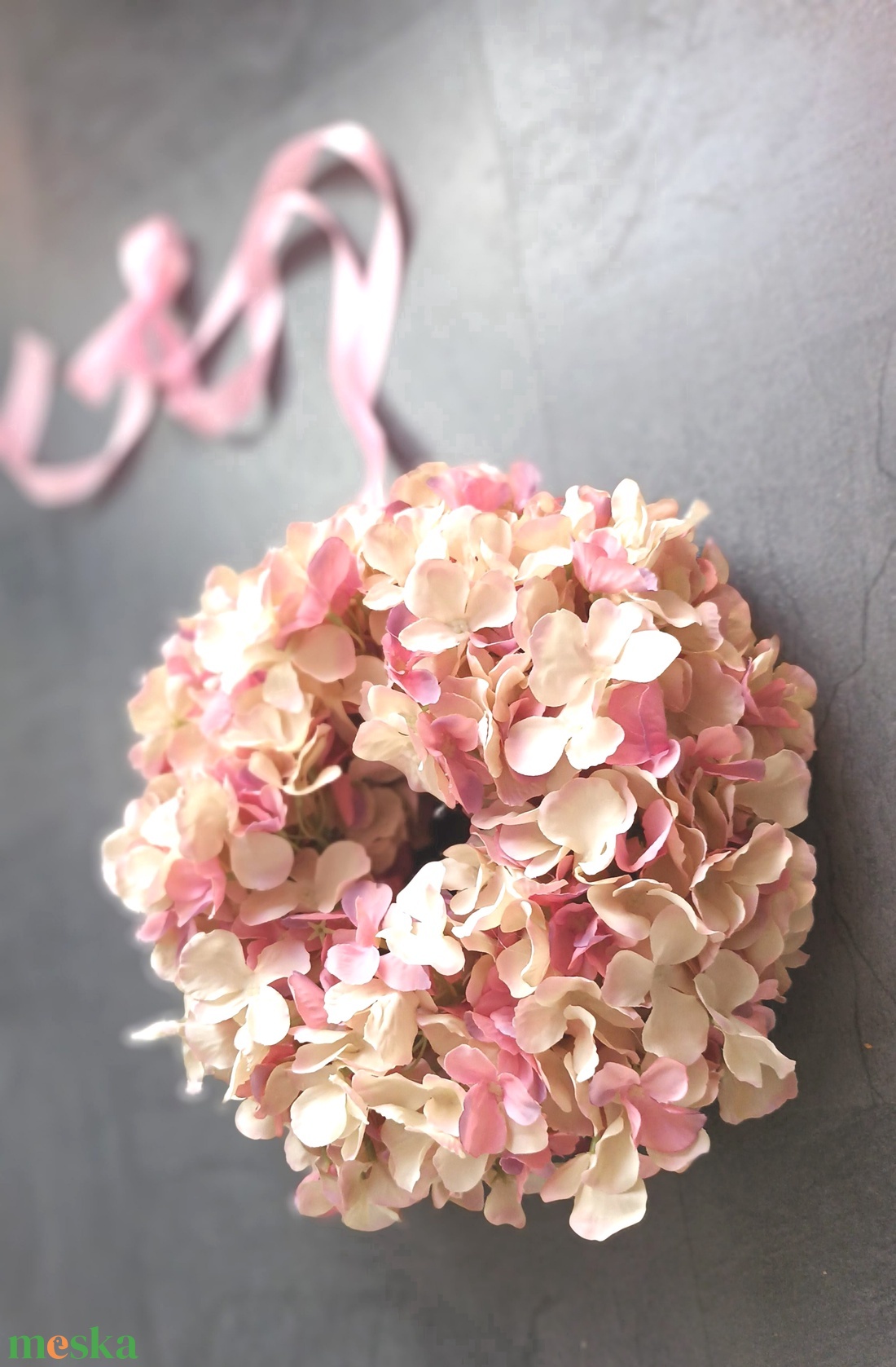 Pasztell Hortenzia kopogtató/ajtódísz - otthon & életmód - dekoráció - ajtó- és ablak dekoráció - ajtódísz & kopogtató - Meska.hu