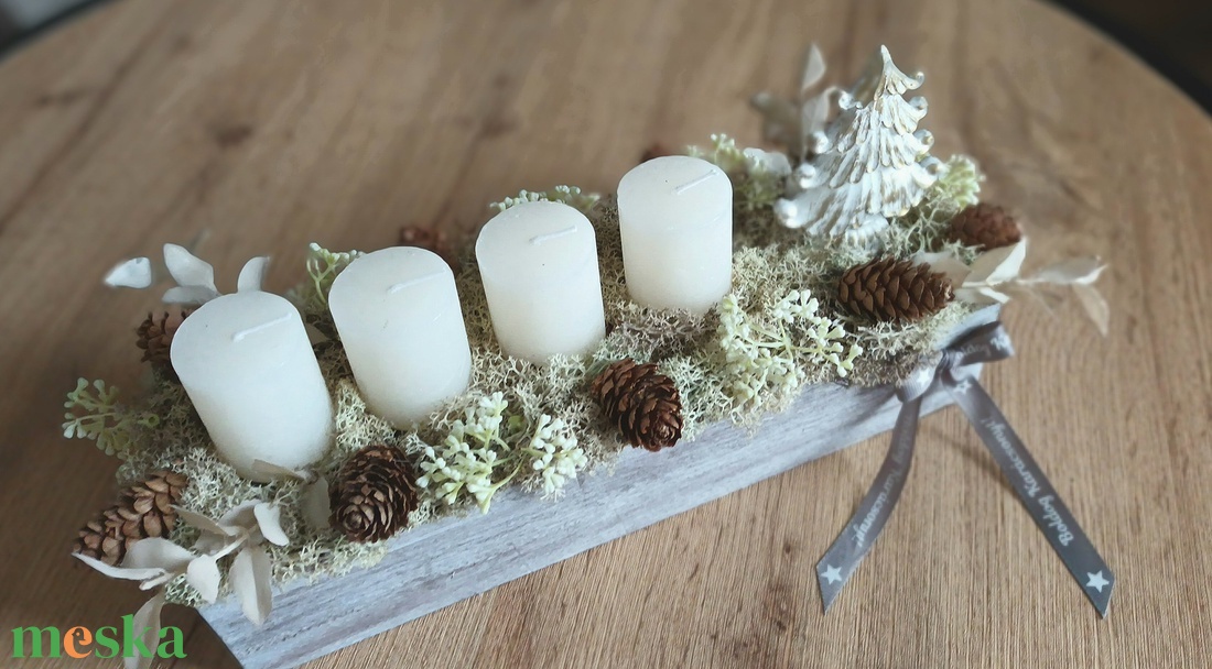Natúr adventi asztaldísz, koszorú - karácsony - adventi díszek - adventi gyertyadíszek és koszorúdíszek - Meska.hu