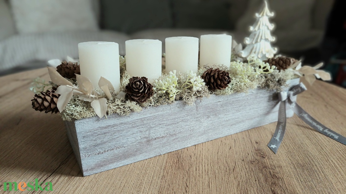 Natúr adventi asztaldísz, koszorú - karácsony - adventi díszek - adventi gyertyadíszek és koszorúdíszek - Meska.hu