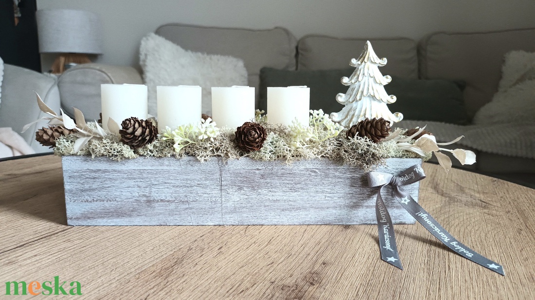 Natúr adventi asztaldísz, koszorú - karácsony - adventi díszek - adventi gyertyadíszek és koszorúdíszek - Meska.hu