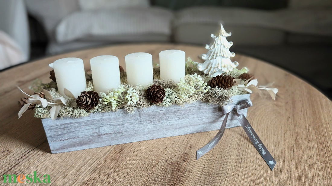 Natúr adventi asztaldísz, koszorú - karácsony - adventi díszek - adventi gyertyadíszek és koszorúdíszek - Meska.hu