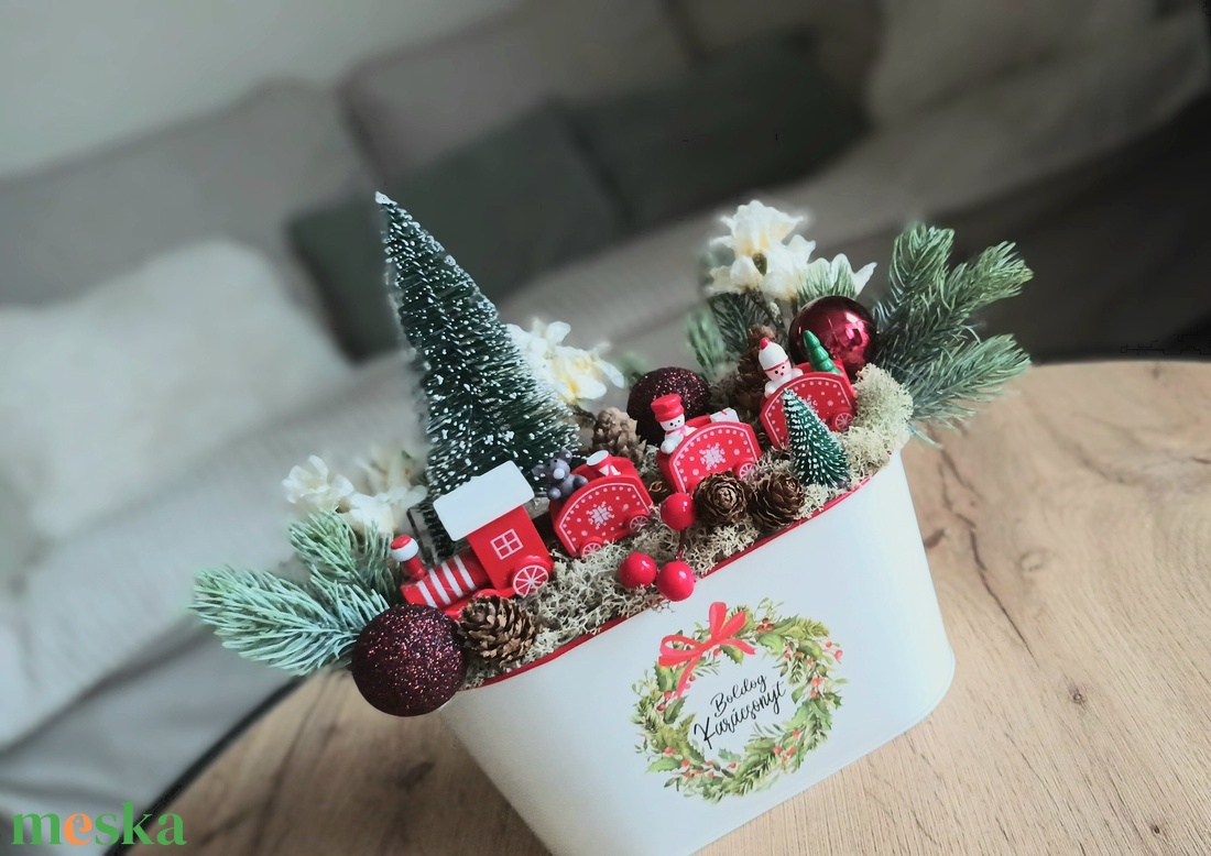 Karácsonyi csodavilág havas virágokkal - karácsony - adventi díszek - adventi asztaldísz - Meska.hu