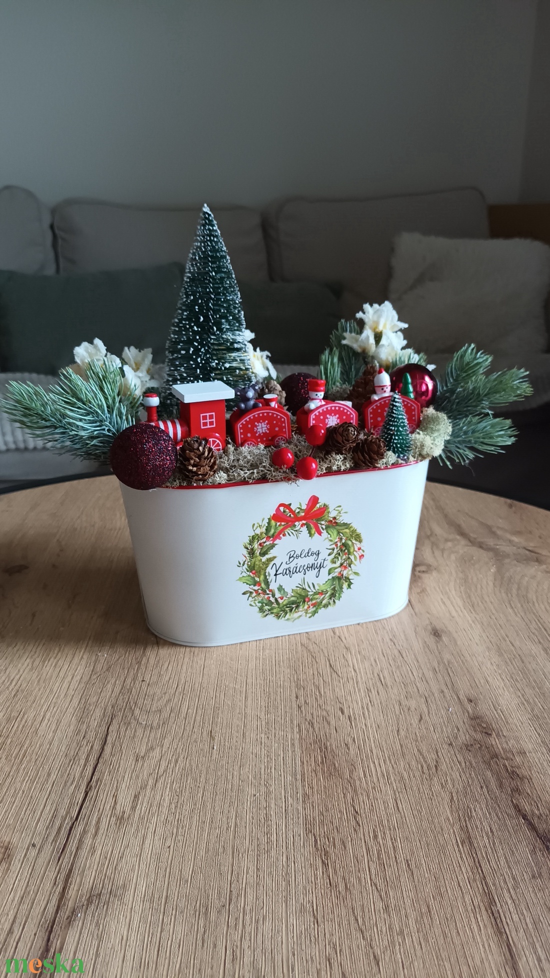 Karácsonyi csodavilág havas virágokkal - karácsony - adventi díszek - adventi asztaldísz - Meska.hu