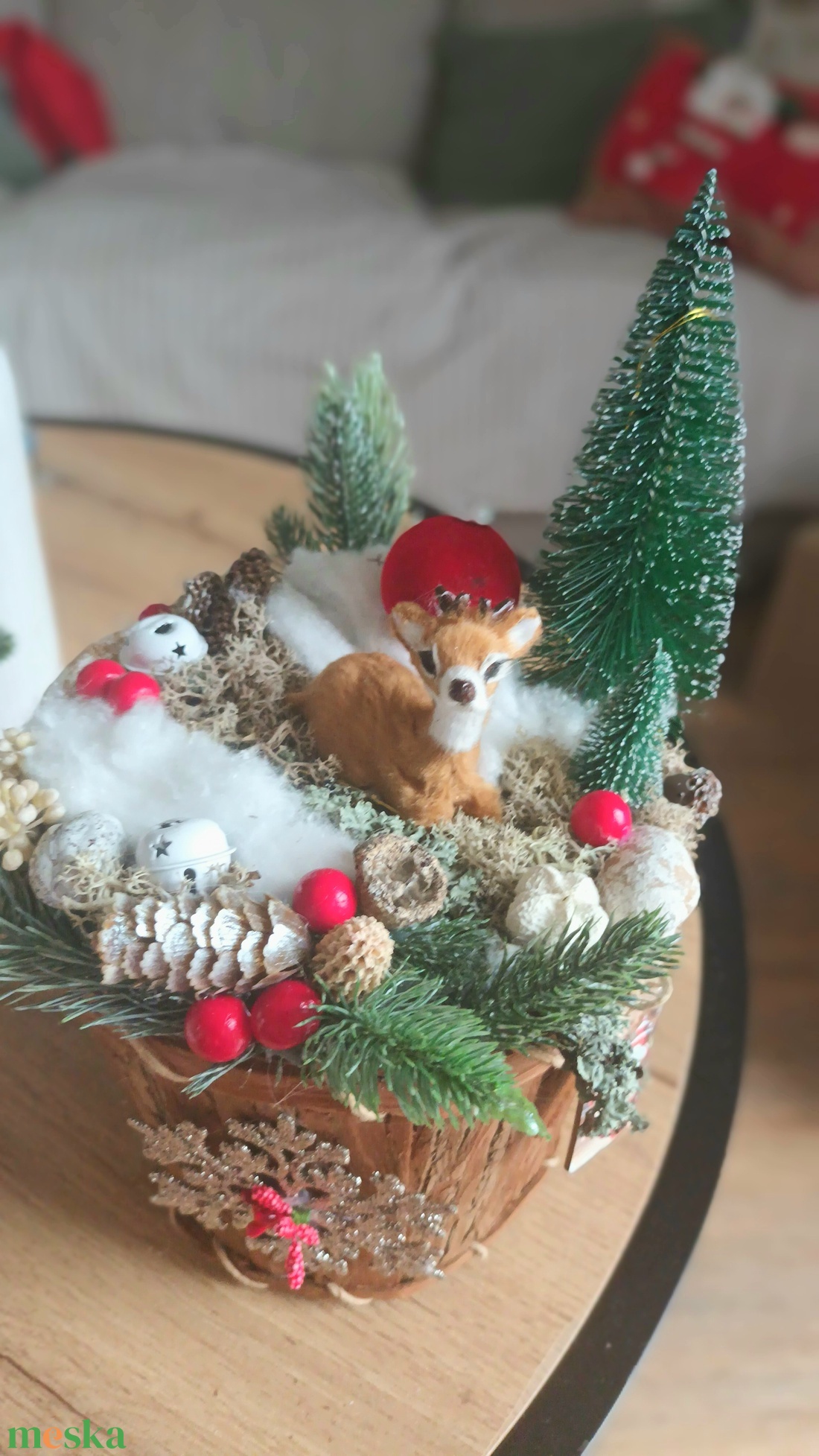 Őzikés világító asztaldísz dekoráció  - karácsony - adventi díszek - adventi asztaldísz - Meska.hu