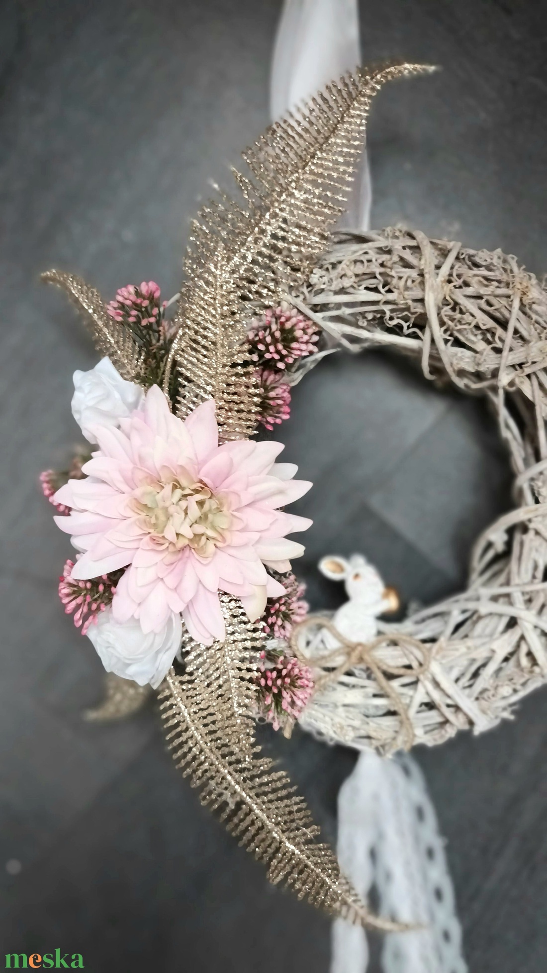 Rusztikus nyuszis kopogtató, ajtódísz, húsvét, arany tojás - otthon & életmód - dekoráció - ajtó- és ablak dekoráció - ajtódísz & kopogtató - Meska.hu