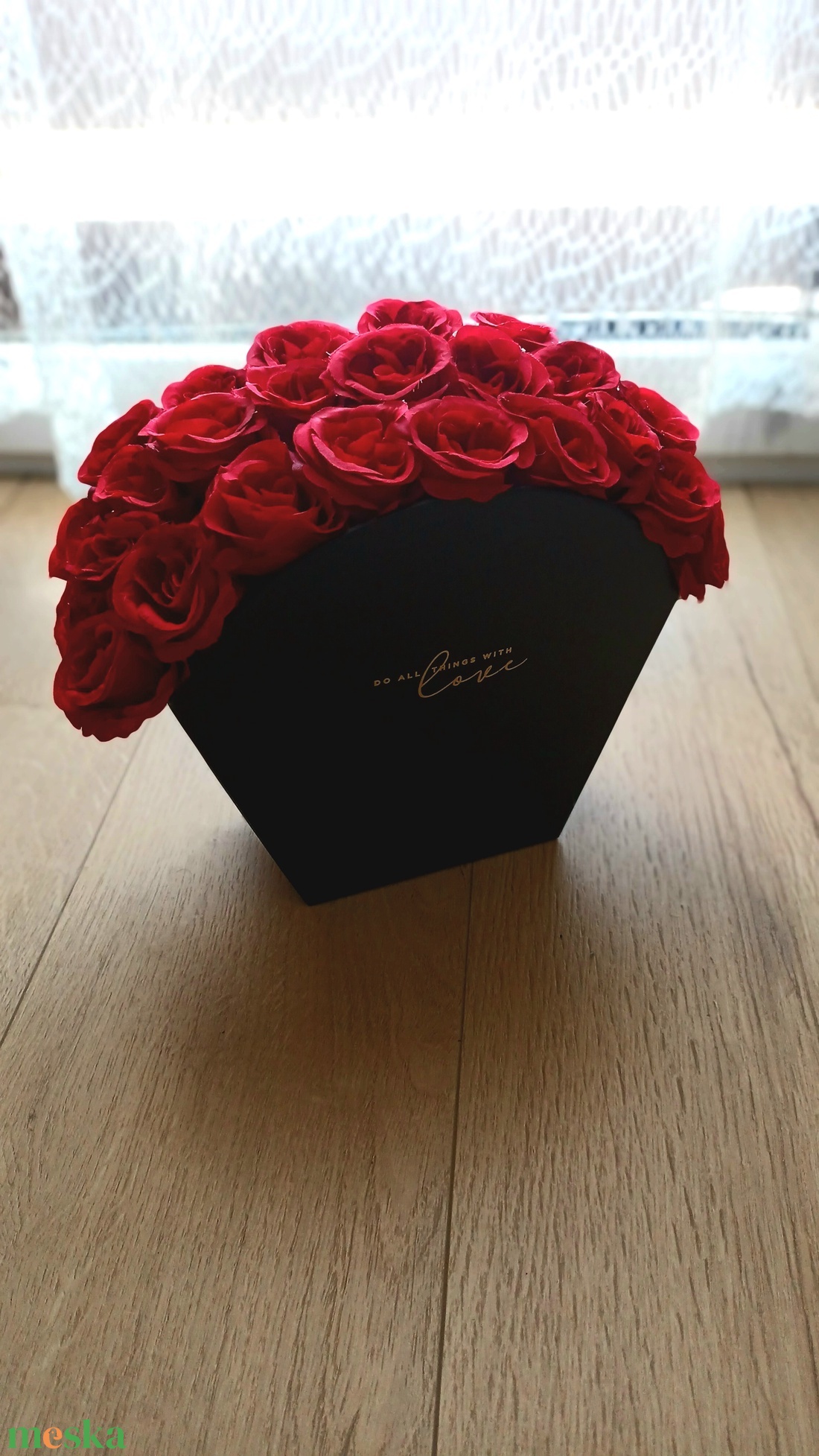 Burgundivörös rózsabox - kellékek & szerszámok - dekorációs kellékek - virágfej - Meska.hu