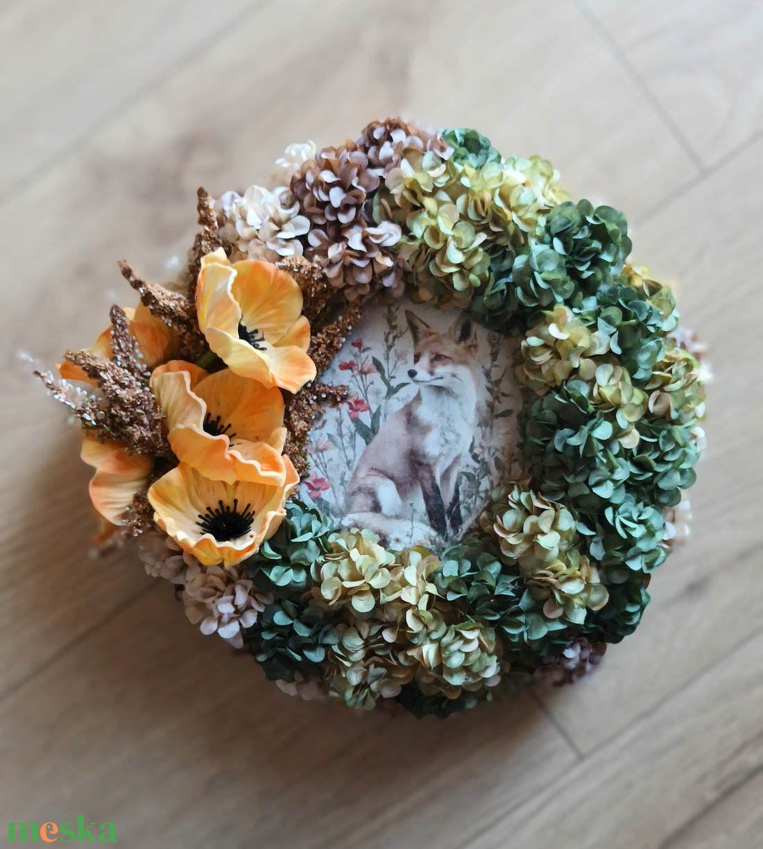 Rókás tavaszi kopogtató - otthon & életmód - virágdekoráció - virágdíszek - dekor koszorúk, kopogtatók - Meska.hu