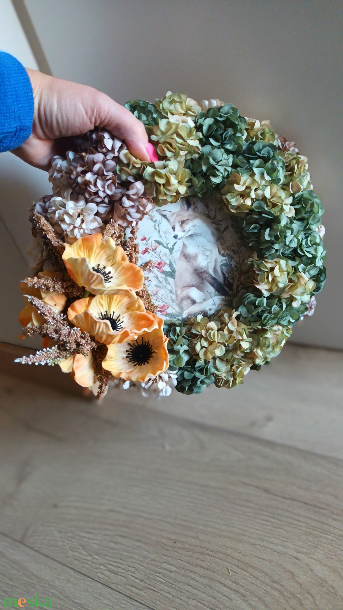 Rókás tavaszi kopogtató - otthon & életmód - virágdekoráció - virágdíszek - dekor koszorúk, kopogtatók - Meska.hu