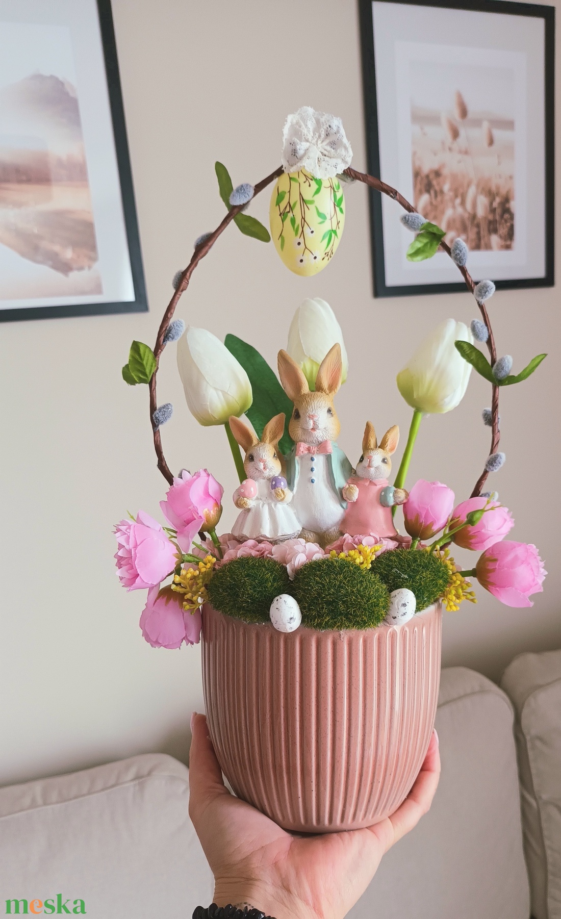 Nyuszis rózsaszín kaspó - otthon & életmód - dekoráció - asztal és polc dekoráció - asztaldísz - Meska.hu
