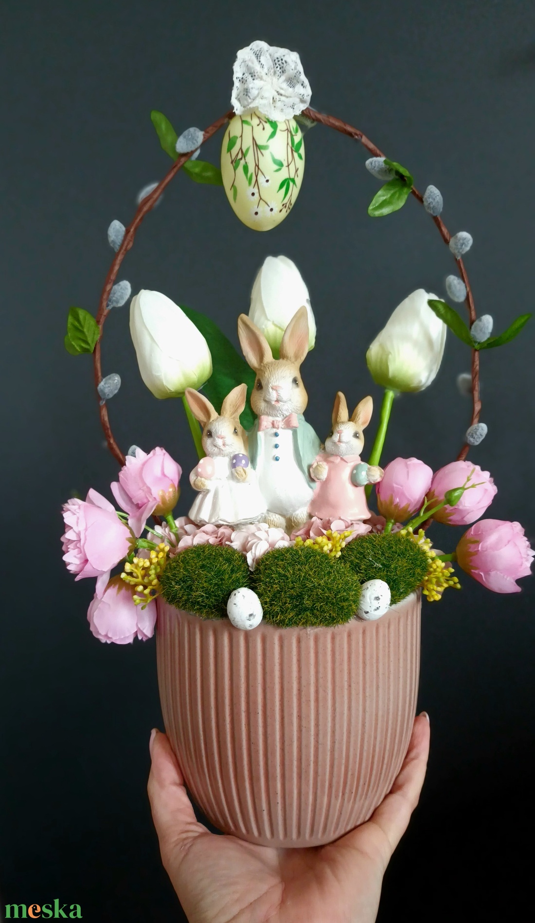 Nyuszis rózsaszín kaspó - otthon & életmód - dekoráció - asztal és polc dekoráció - asztaldísz - Meska.hu