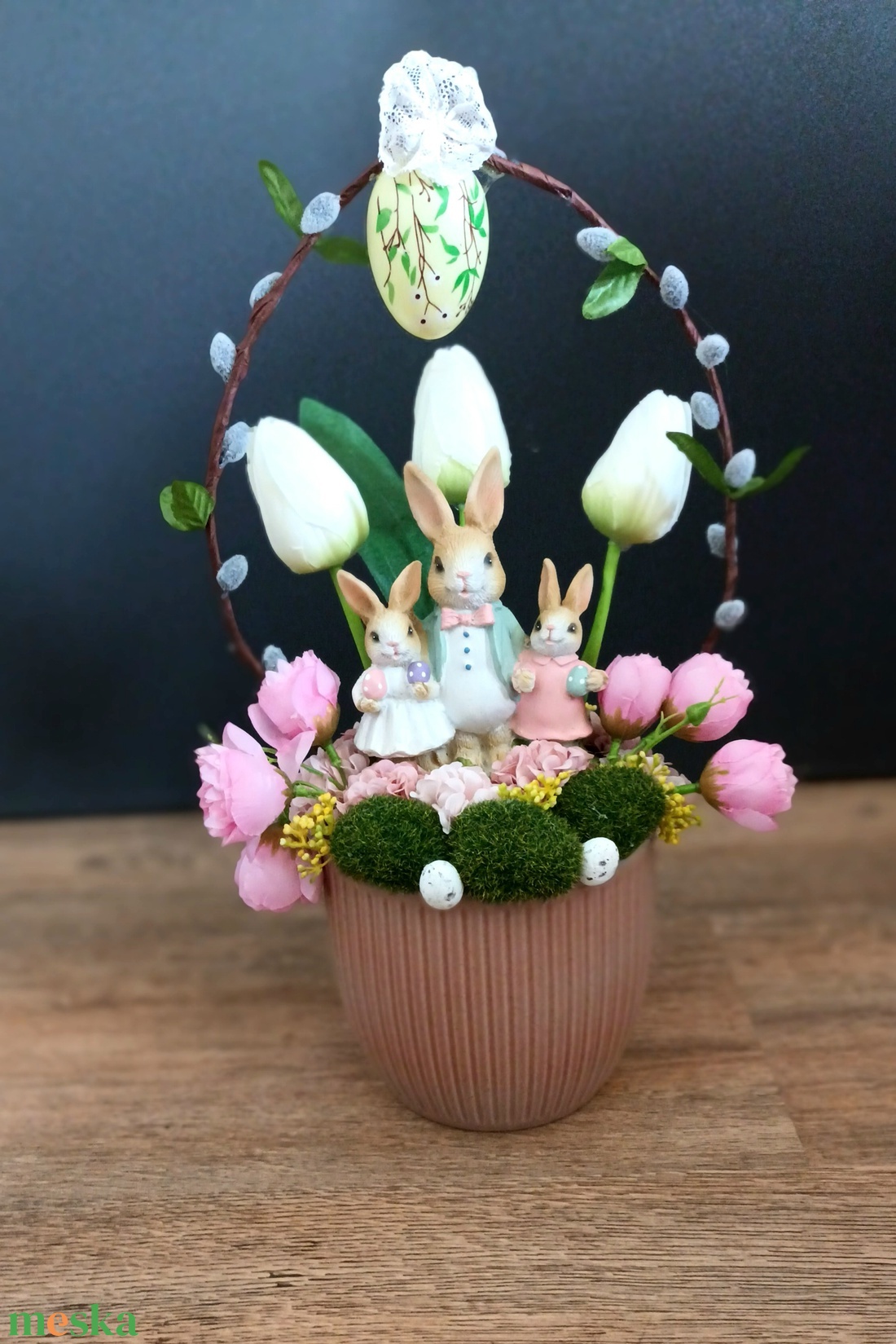 Nyuszis rózsaszín kaspó - otthon & életmód - dekoráció - asztal és polc dekoráció - asztaldísz - Meska.hu