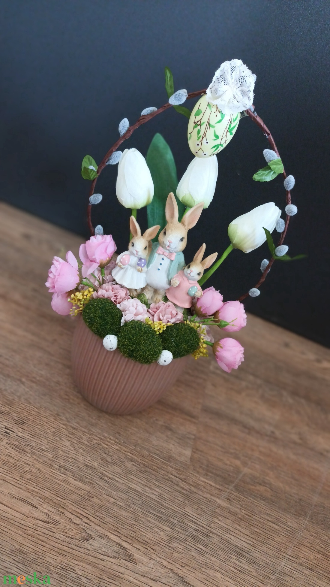 Nyuszis rózsaszín kaspó - otthon & életmód - dekoráció - asztal és polc dekoráció - asztaldísz - Meska.hu