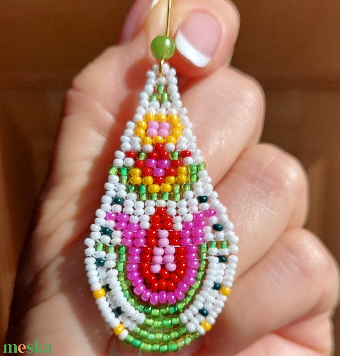 Tulipán mintás gyöngyfülbevaló - ékszer - fülbevaló - rojtos fülbevaló - Meska.hu Tulipán mintás gyöngyfülbevaló - ékszer - fülbevaló - rojtos fülbevaló - Meska.hu