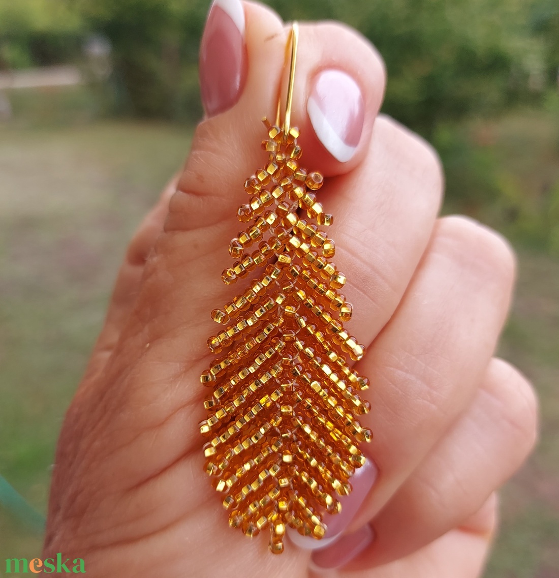 Aranytoll gyöngy fülbevaló - ékszer - fülbevaló - lógó fülbevaló - Meska.hu