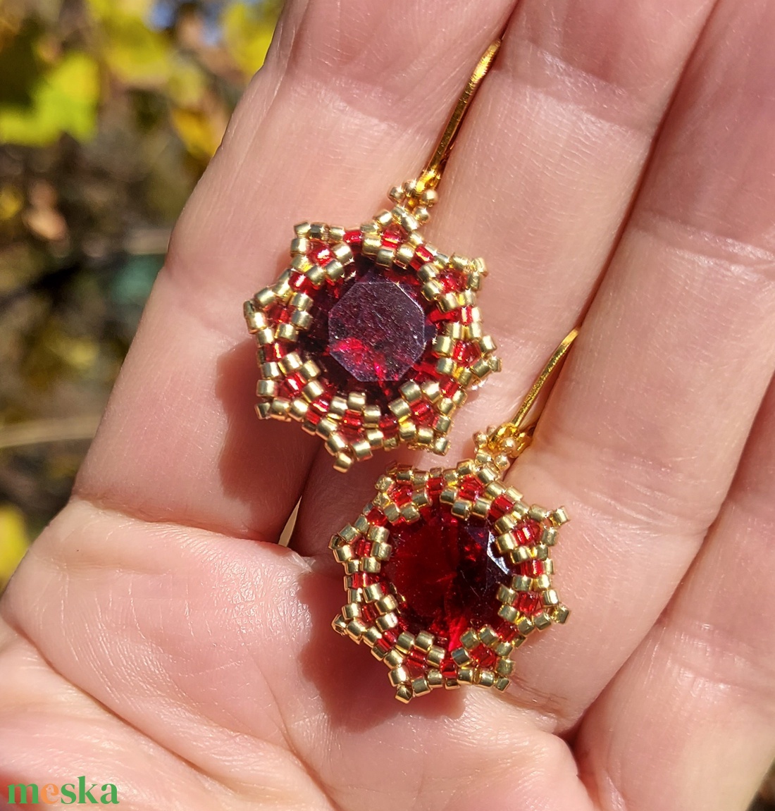 Piros köves fülbevaló - ékszer - fülbevaló - lógó fülbevaló - Meska.hu Piros köves fülbevaló - ékszer - fülbevaló - lógó fülbevaló - Meska.hu