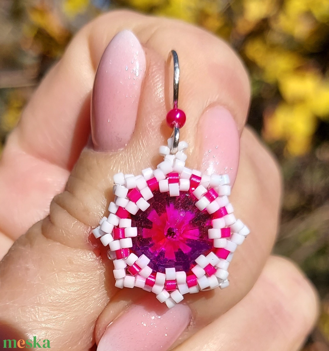 Ciklámen Swarowski köves fülbevaló - ékszer - fülbevaló - lógó fülbevaló - Meska.hu Ciklámen Swarowski köves fülbevaló - ékszer - fülbevaló - lógó fülbevaló - Meska.hu