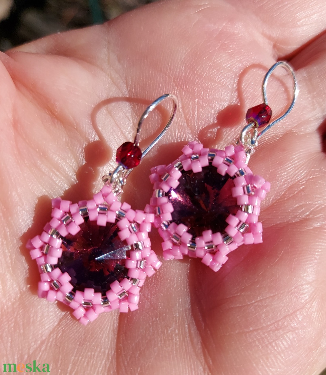 Rózsaszín Swarowski köves fülbevaló - ékszer - fülbevaló - lógó fülbevaló - Meska.hu Rózsaszín Swarowski köves fülbevaló - ékszer - fülbevaló - lógó fülbevaló - Meska.hu