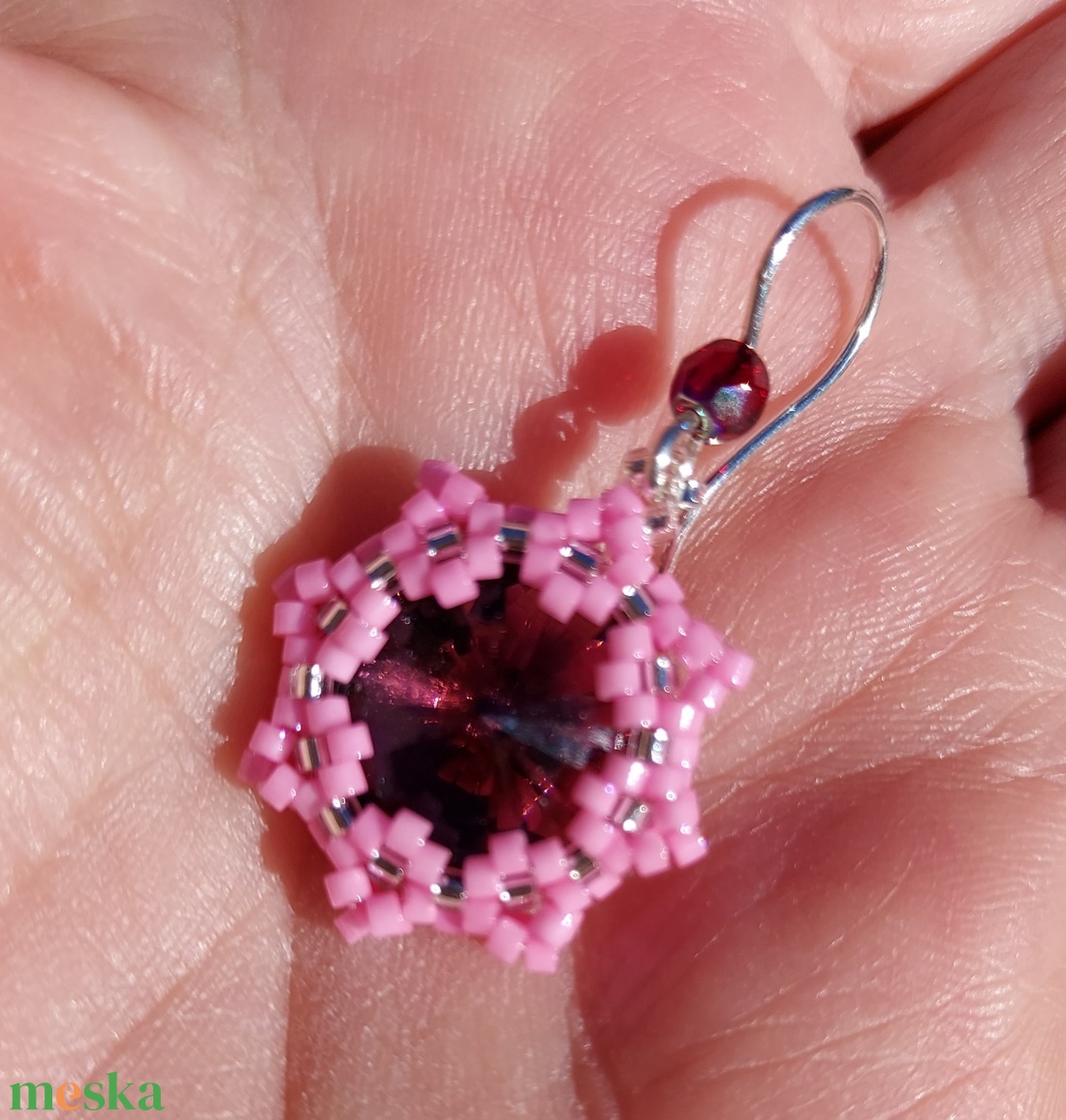 Rózsaszín Swarowski köves fülbevaló - ékszer - fülbevaló - lógó fülbevaló - Meska.hu Rózsaszín Swarowski köves fülbevaló - ékszer - fülbevaló - lógó fülbevaló - Meska.hu