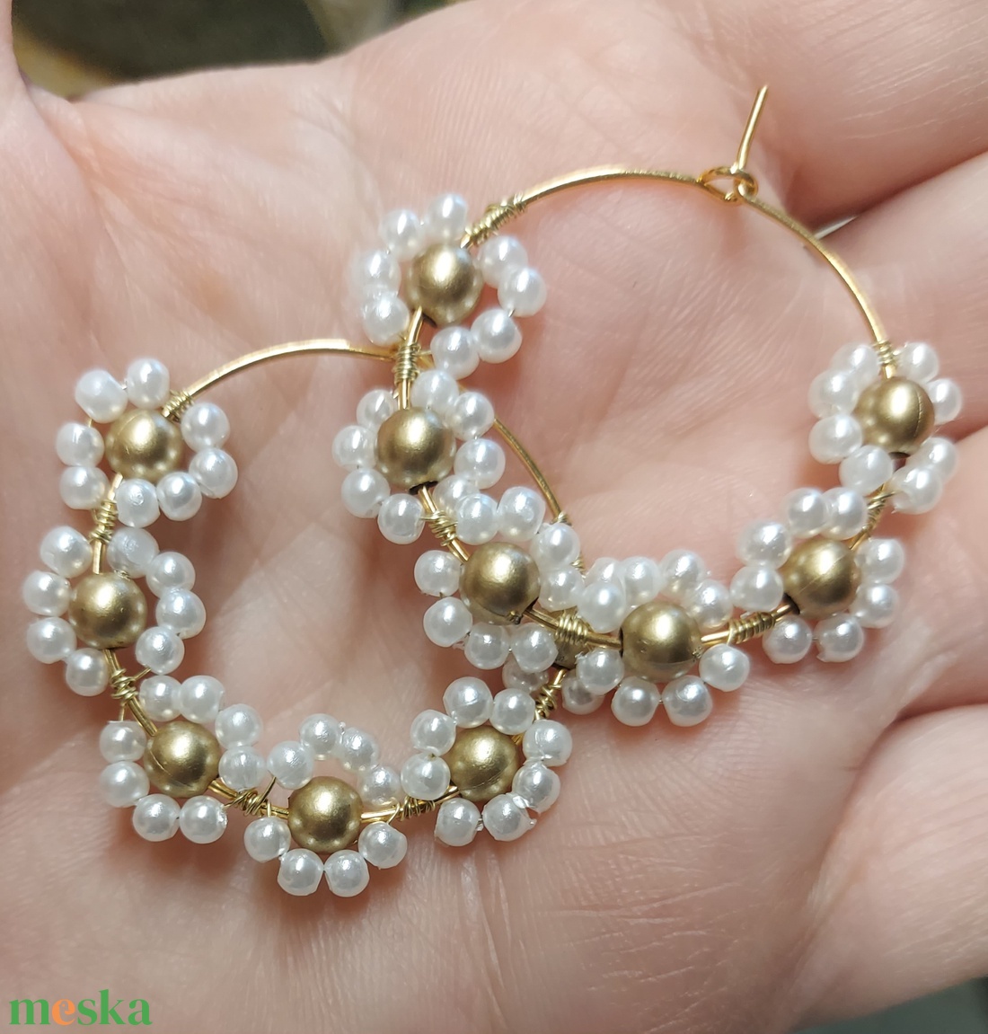 Gyöngyös karika fülbevaló - ékszer - fülbevaló - karika fülbevaló - Meska.hu