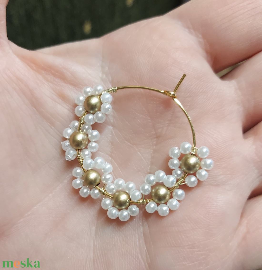 Gyöngyös karika fülbevaló - ékszer - fülbevaló - karika fülbevaló - Meska.hu