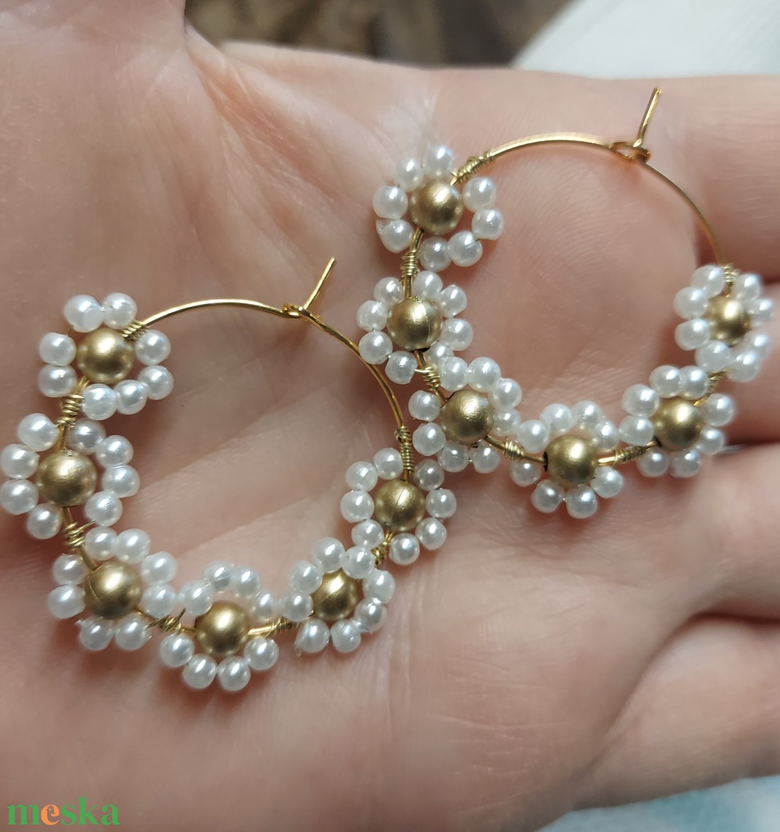 Gyöngyös karika fülbevaló - ékszer - fülbevaló - karika fülbevaló - Meska.hu