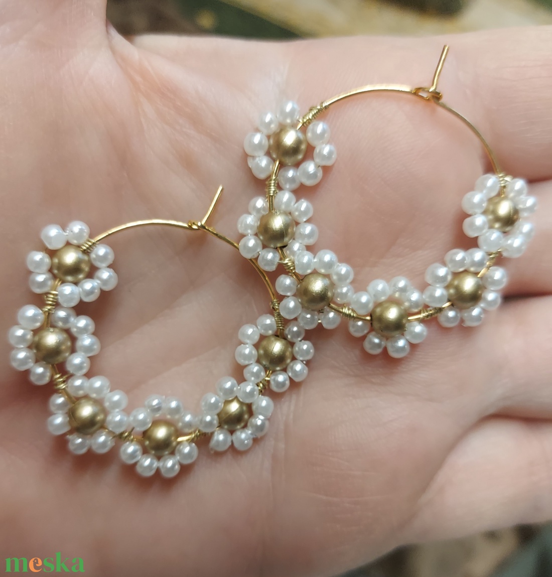 Gyöngyös karika fülbevaló - ékszer - fülbevaló - karika fülbevaló - Meska.hu