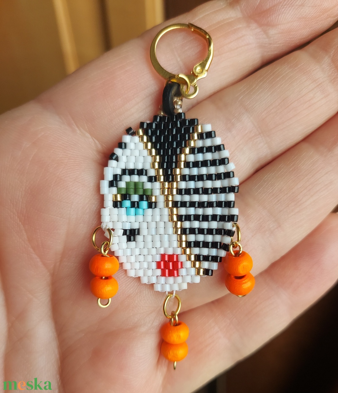 Maszk gyöngyfülbevaló  - ékszer - fülbevaló - lógó fülbevaló - Meska.hu