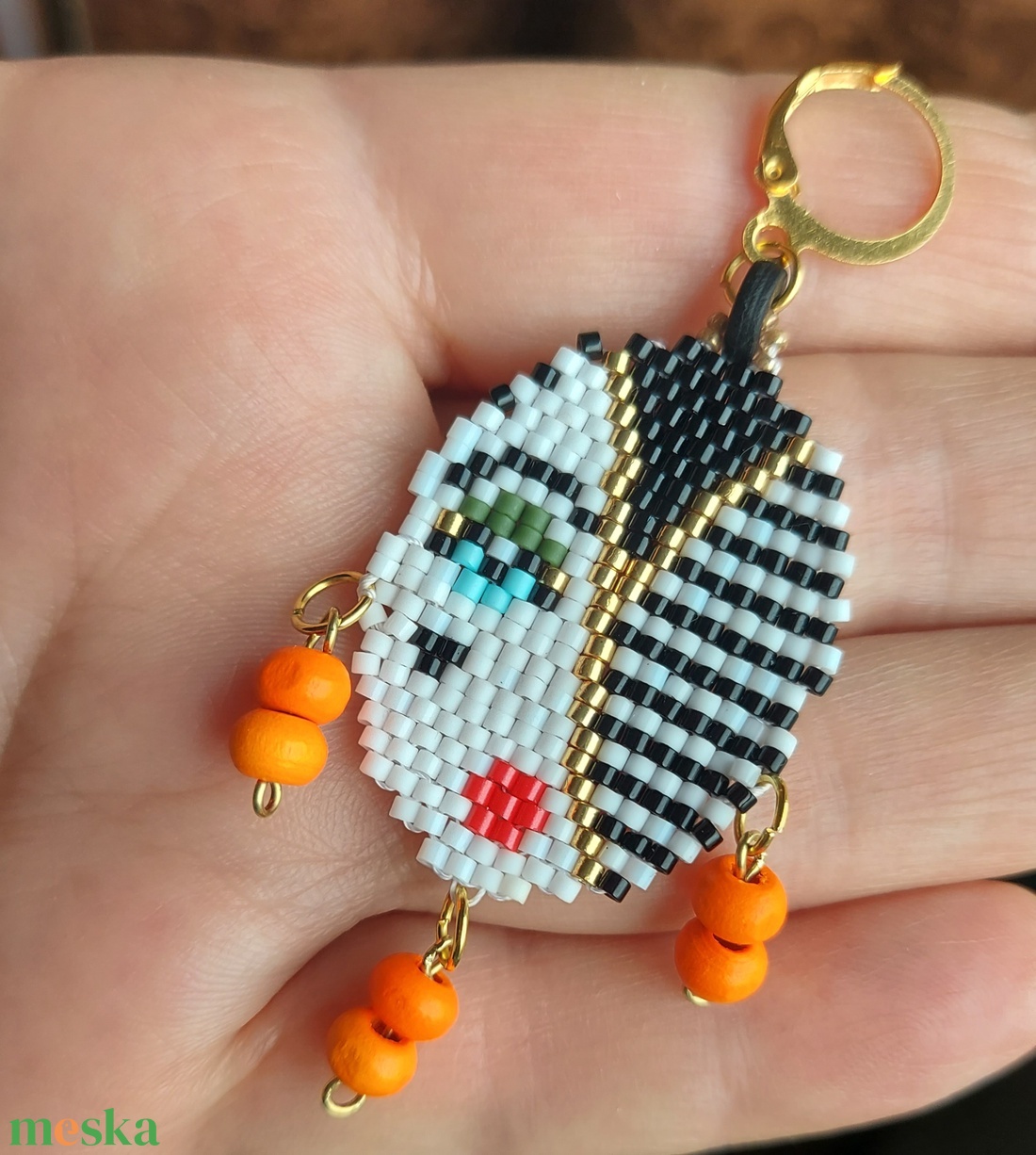 Maszk gyöngyfülbevaló  - ékszer - fülbevaló - lógó fülbevaló - Meska.hu