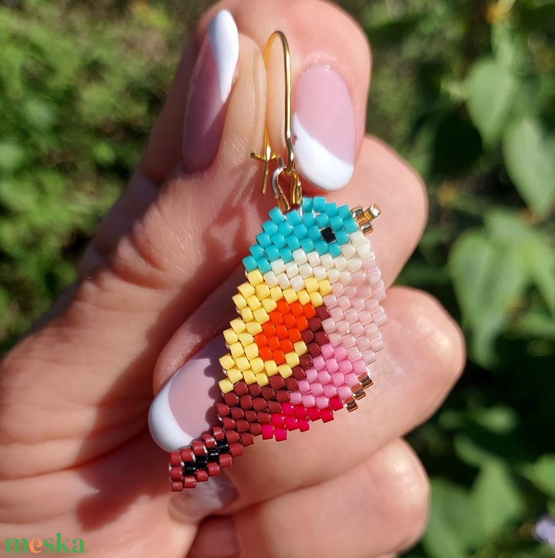 Madárka gyöngyfülbevaló  - ékszer - fülbevaló - lógó fülbevaló - Meska.hu